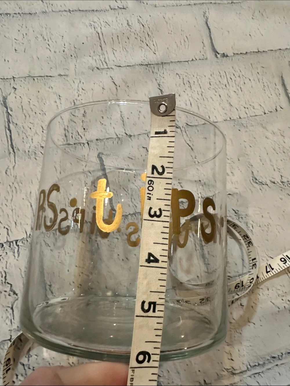 Tips Glass  with Gold Script